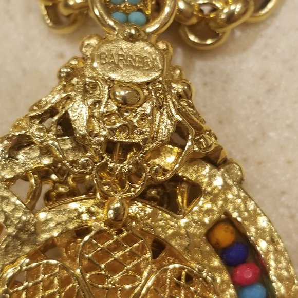 RARE RUNWAY STATEMENT JOSE MARIA BARRERA GOLD SUN CRYSTAL STONE STRAND NECKLACE - Picture 4 of 15